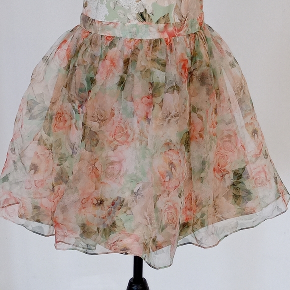 Alice + Olivia Chara flared floral-print silk-organza and jersey mini dress - Picture 8 of 9